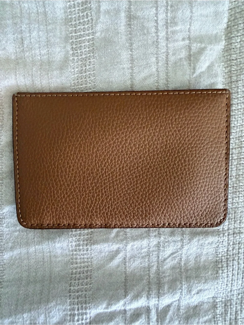 Tory Burch Walker Leather Top Zip Card Case Wallet in Umber brown
